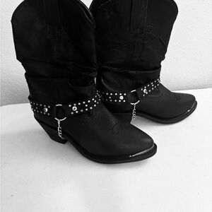 Shyanne Black Leather Slouchy Boots Brand New 🖤